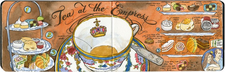 Empress Hotel tea sketch by Chandler O'Leary