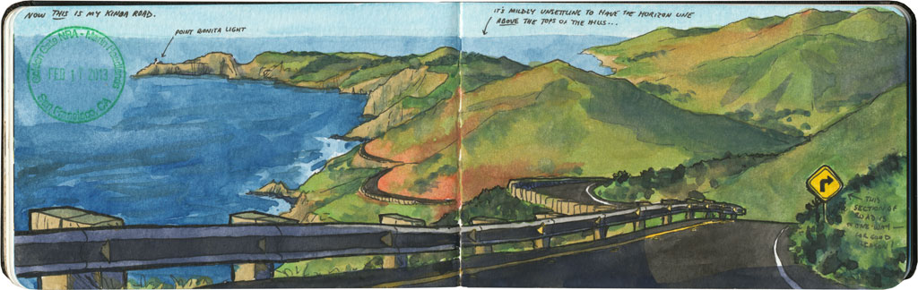 Marin Headlands sketch by Chandler O'Leary