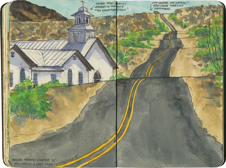 Rio Grande River Road sketch by Chandler O'Leary