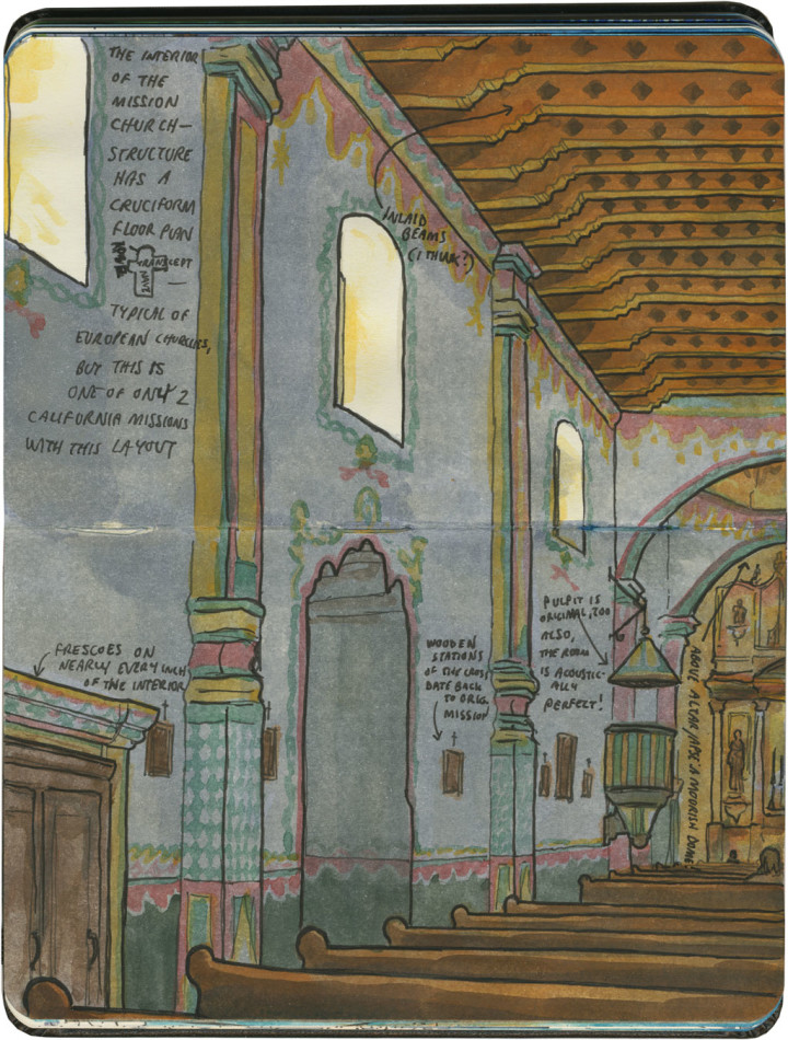 Mission San Luis Rey de Francia sketch by Chandler O'Leary