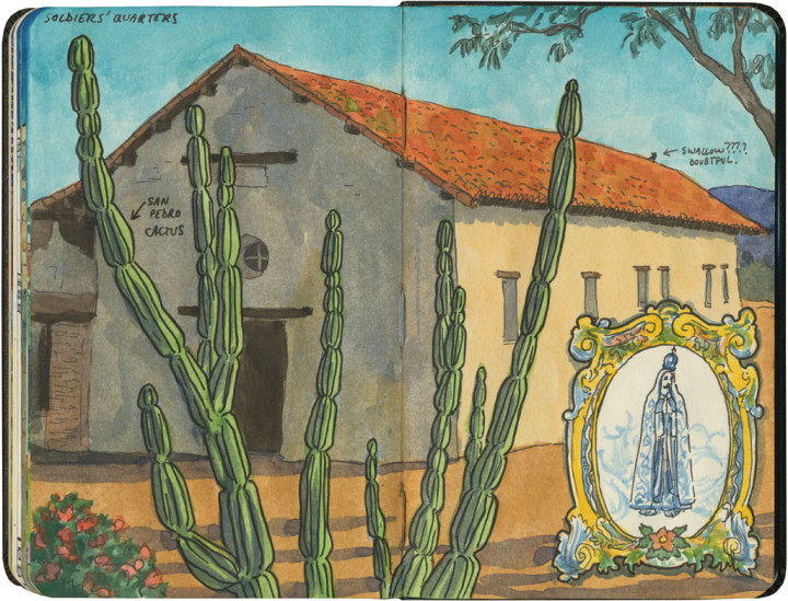 Mission San Juan Capistrano sketch by Chandler O'Leary