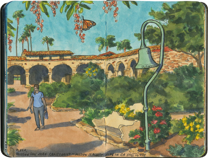 Mission San Juan Capistrano sketch by Chandler O'Leary