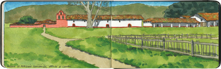 Mission La Purisima sketch by Chandler O'Leary