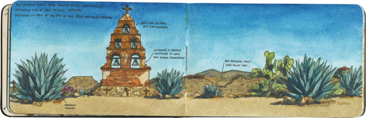 Mission San Miguel Arcángel sketch by Chandler O'Leary