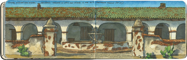 Mission San Miguel Arcángel sketch by Chandler O'Leary