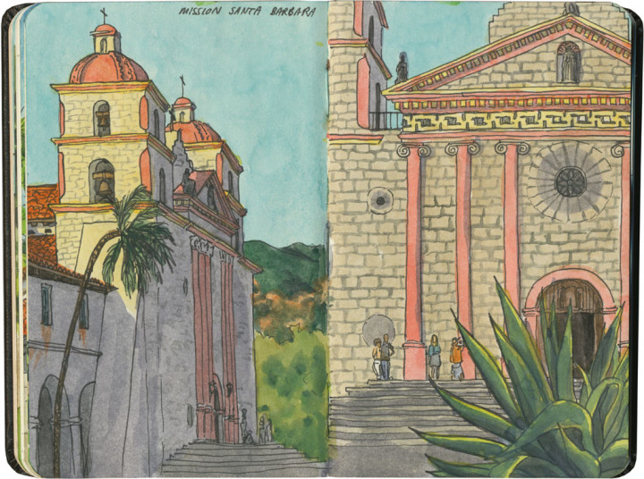 Mission Santa Barbara sketch by Chandler O'Leary
