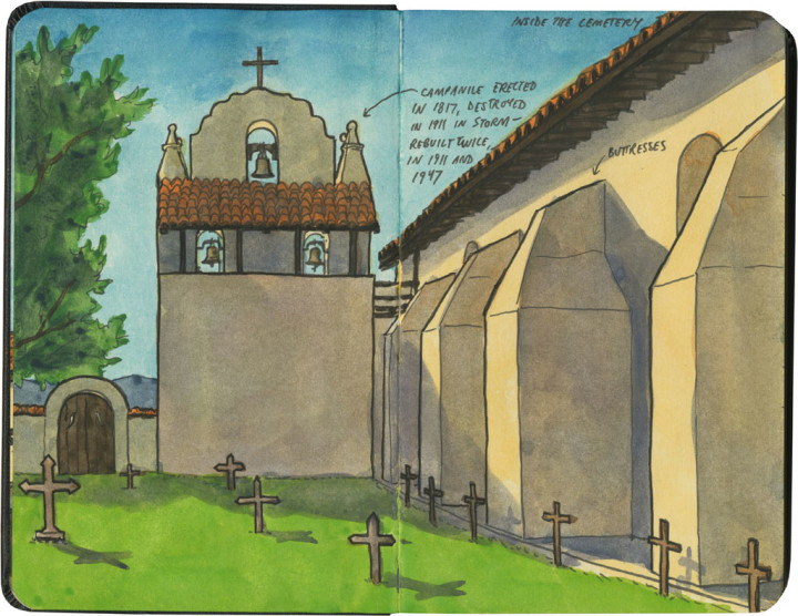 Mission Santa Inés sketch by Chandler O'Leary