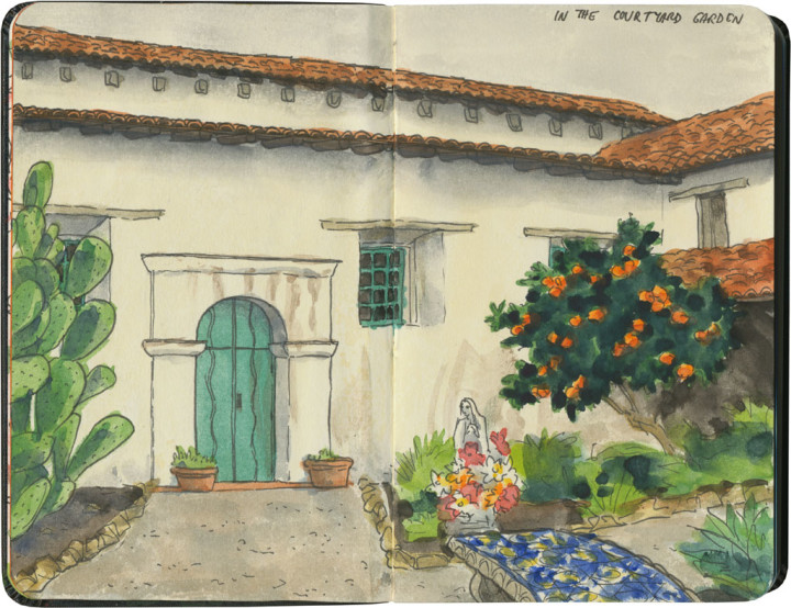 Mission San Juan Bautista sketch by Chandler O'Leary