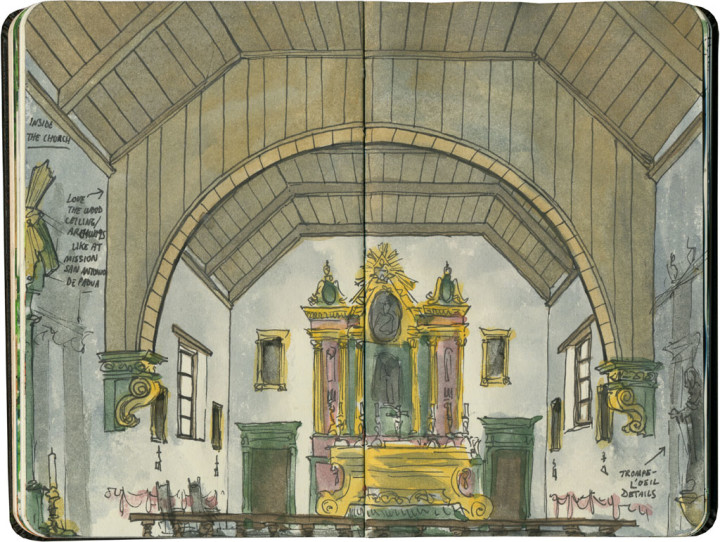 Mission San Jose sketch by Chandler O'Leary