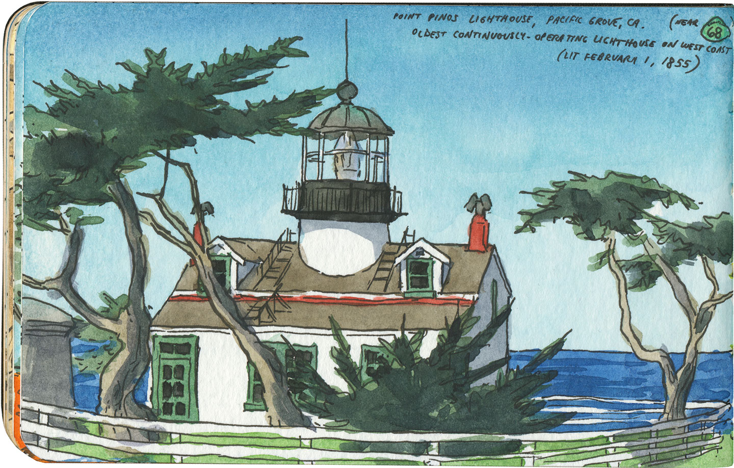 Point Pinos Lighthouse sketch by Chandler O'Leary
