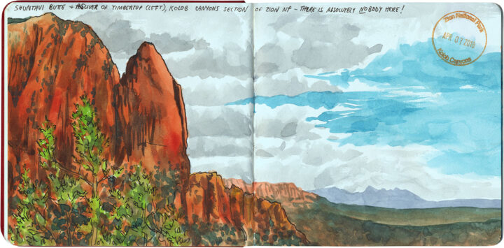 Zion National Park sketch by Chandler O'Leary