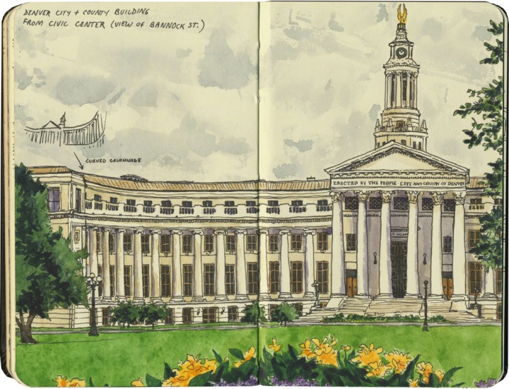 Denver City Hall sketch by Chandler O'Leary