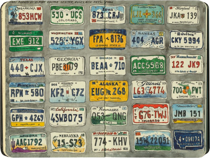License plate sketches by Chandler O'Leary