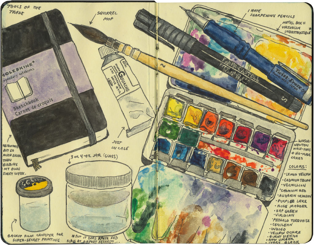 Sketchbook Process- How I paint in my landscape gouache Moleskine  sketchbook. 