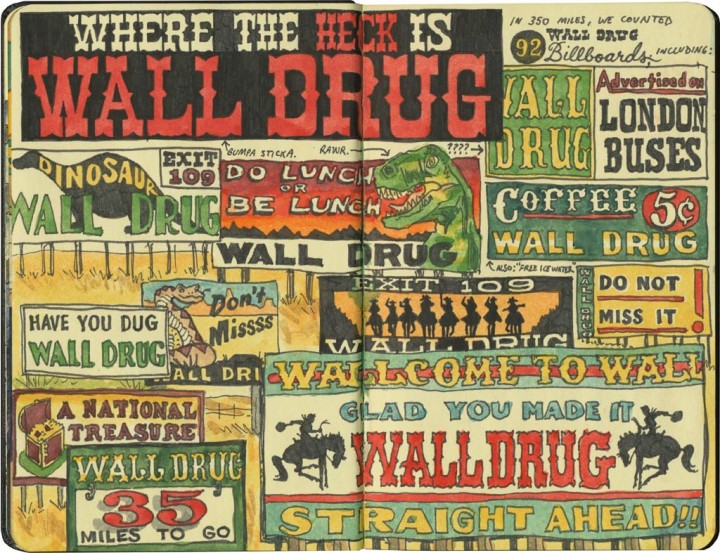 Wall Drug billboard sketches by Chandler O'Leary
