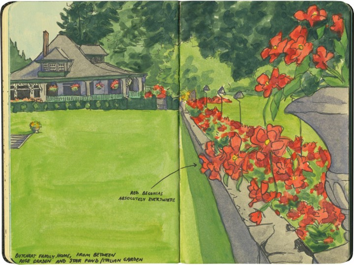 Butchart Gardens sketch by Chandler O'Leary