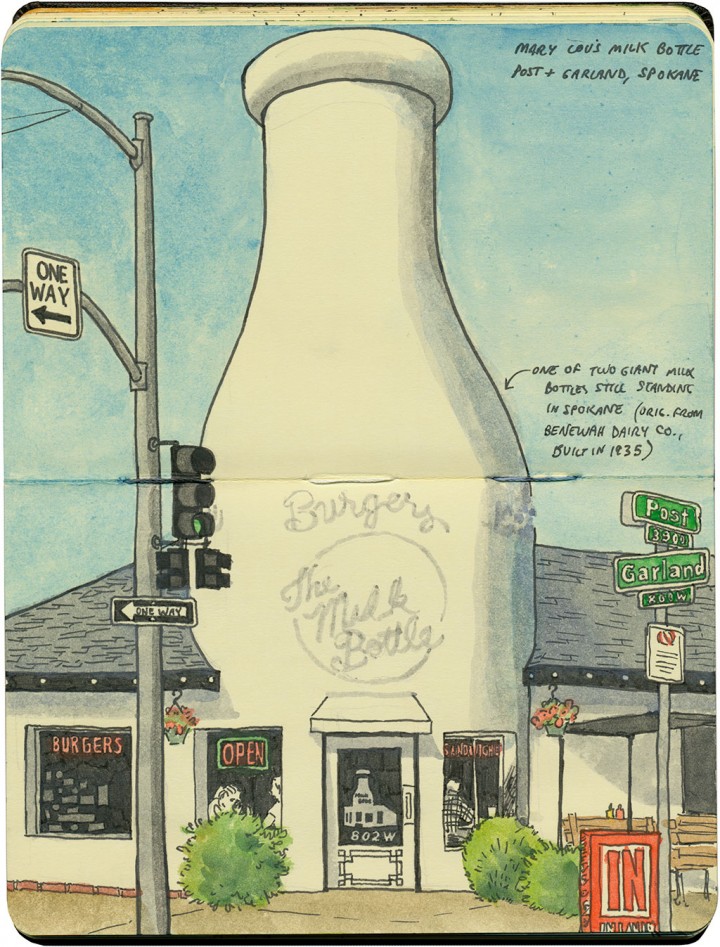 Giant milk bottle sketch by Chandler O'Leary