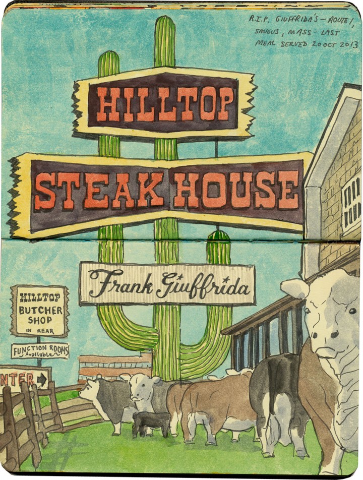 Hilltop Steakhouse sketch by Chandler O'Leary