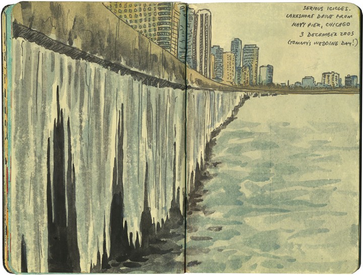 Chicago icicles sketch by Chandler O'Leary