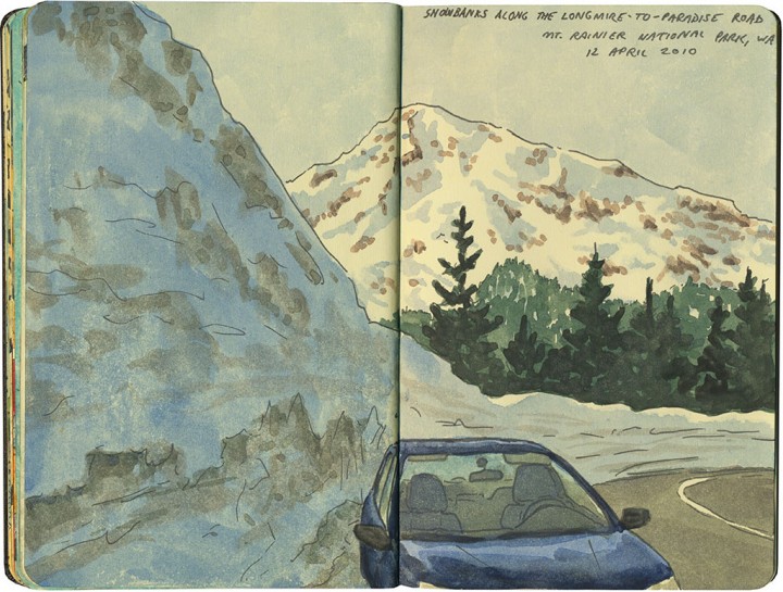 Mt. Rainier snowbank sketch by Chandler O'Leary