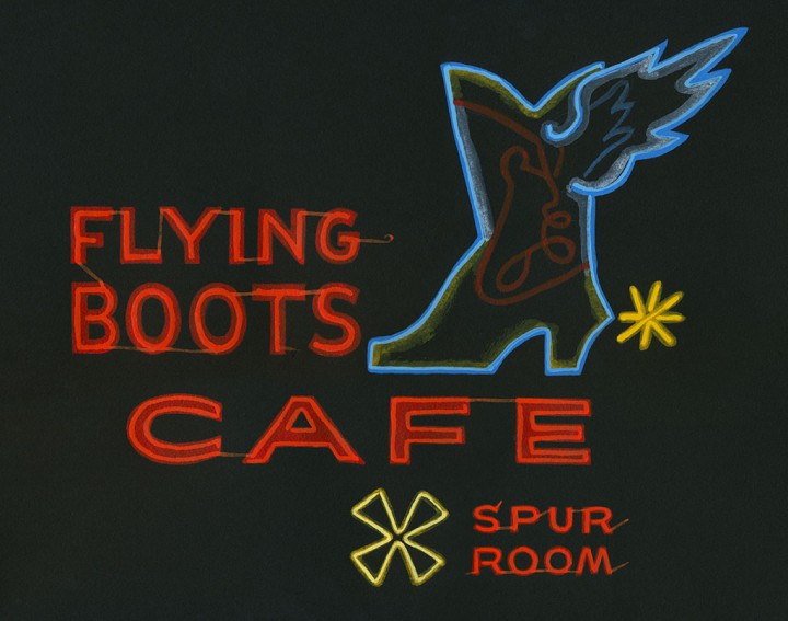 Flying Boots Cafe illustration by Chandler O'Leary