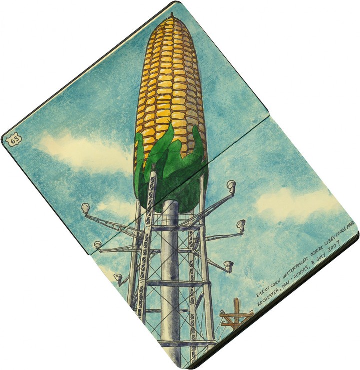 Corn watertower sketch by Chandler O'Leary