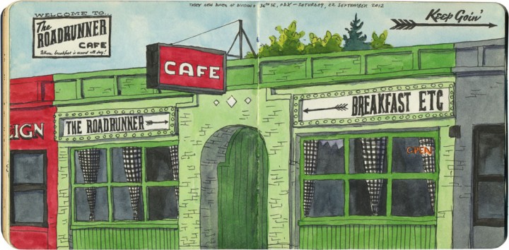 Roadrunner Cafe sketch by Chandler O'Leary