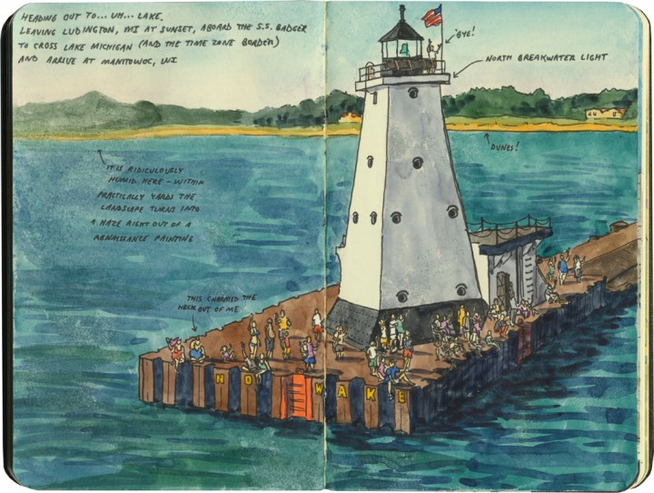 Lake Michigan lighthouse sketch by Chandler O'Leary