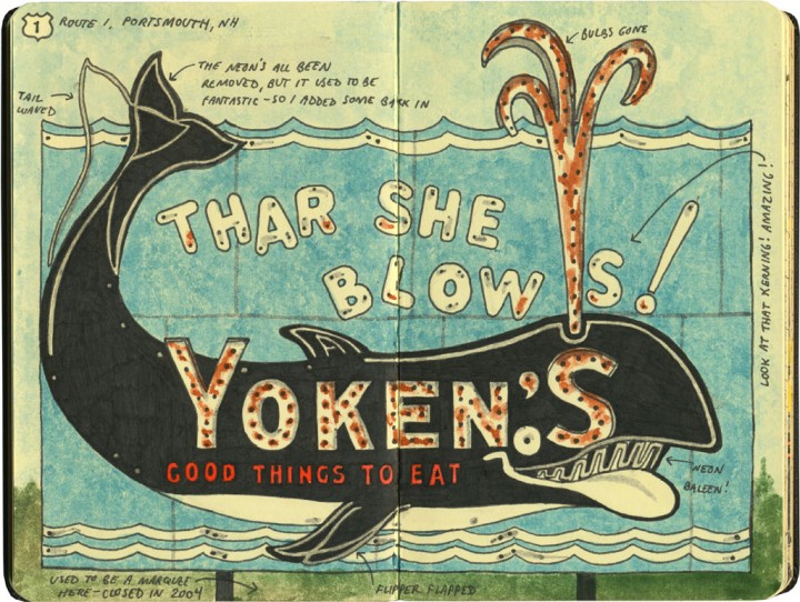 Yoken's whale sign sketch by Chandler O'Leary