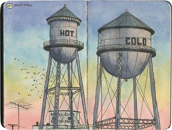 Hot & Cold watertowers sketch by Chandler O'Leary