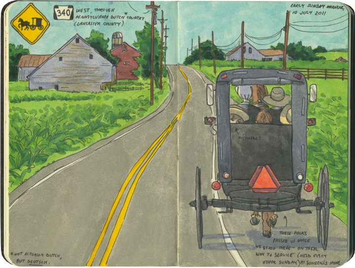 Amish buggy sketch by Chandler O'Leary