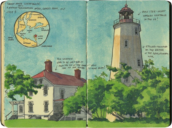 Sandy Hook lighthouse sketch by Chandler O'Leary