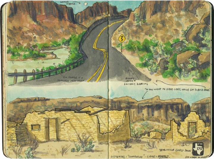 Rio Grande River Road sketch by Chandler O'Leary