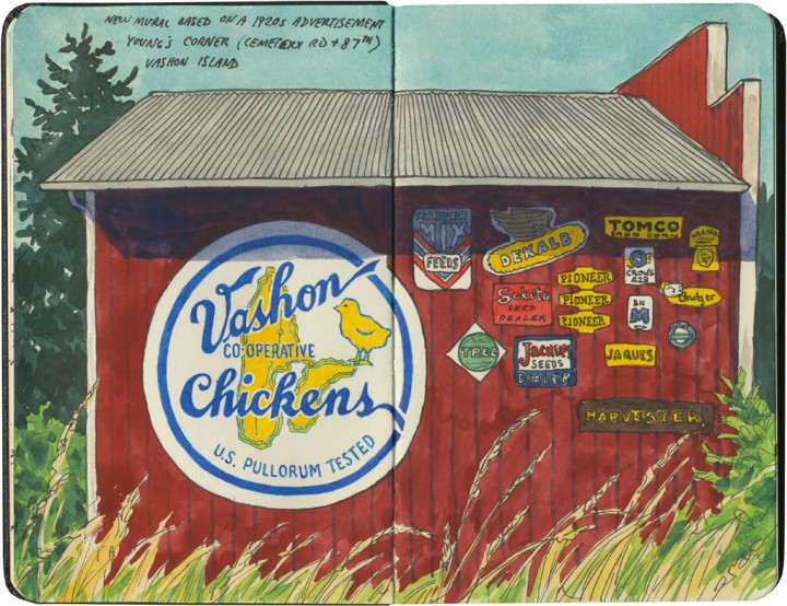 Vashon Island barn sketch by Chandler O'Leary