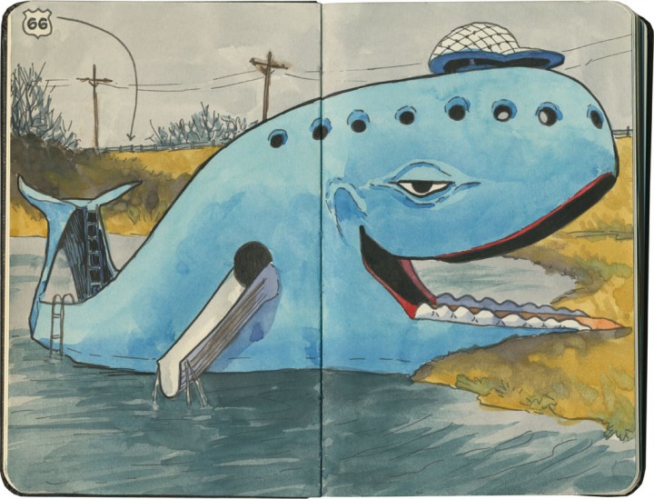 Blue Whale of Catoosa sketch by Chandler O'Leary