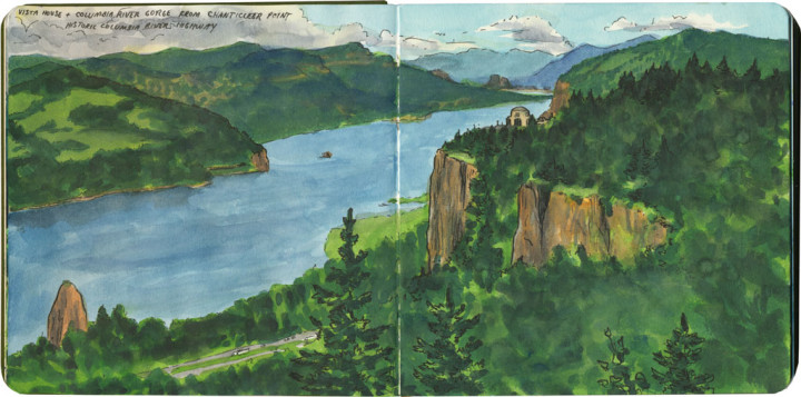 Columbia River Gorge sketch by Chandler O'Leary