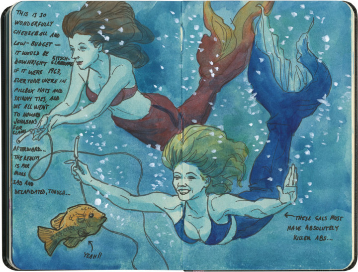 Weeki Wachee mermaids sketch by Chandler O'Leary