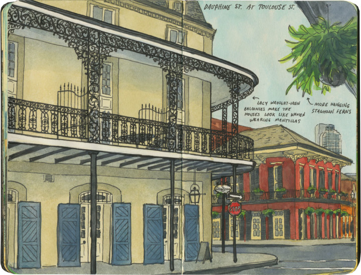 French Quarter, New Orleans sketch by Chandler O'Leary