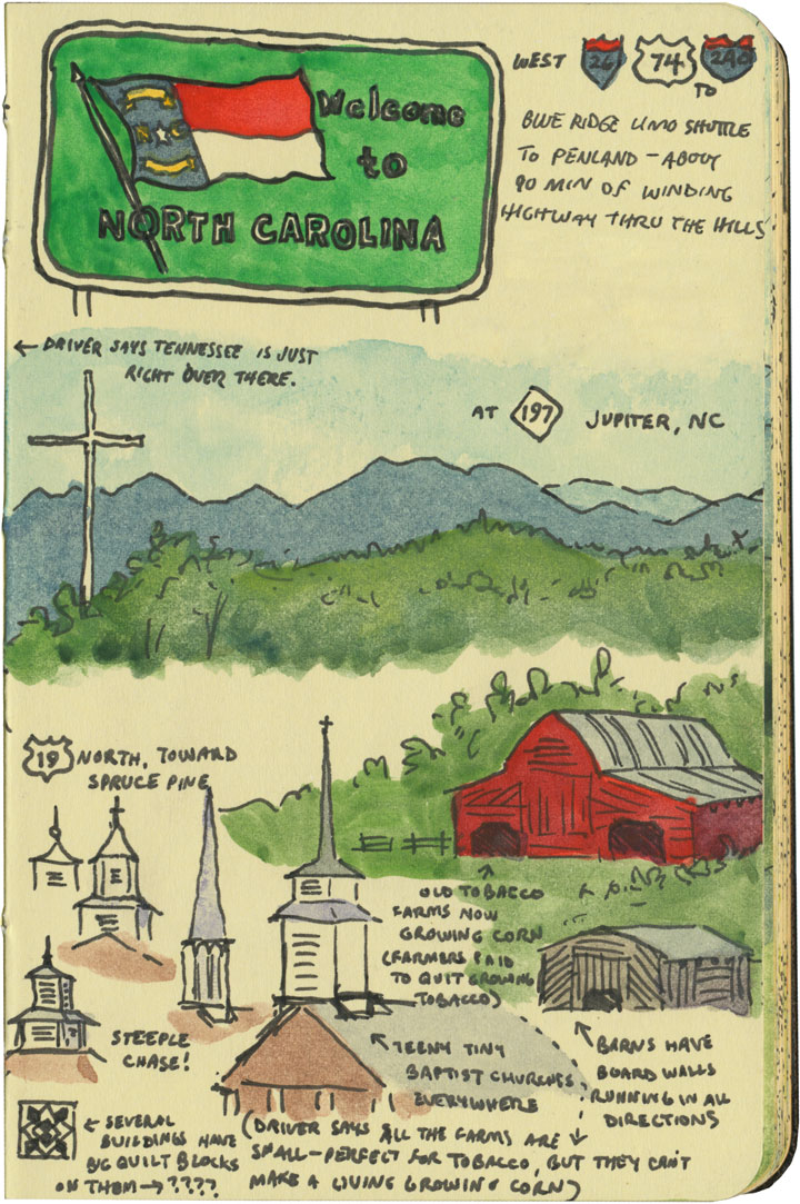 North Carolina steeples sketch by Chandler O'Leary