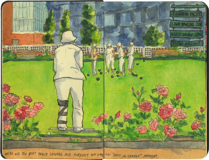 Lawn bowling sketch by Chandler O'Leary