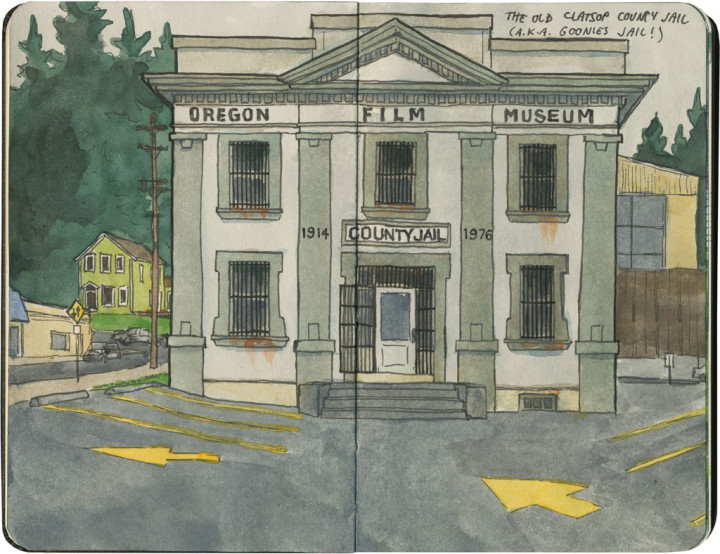 Old Clatsop County Jail sketch by Chandler O'Leary