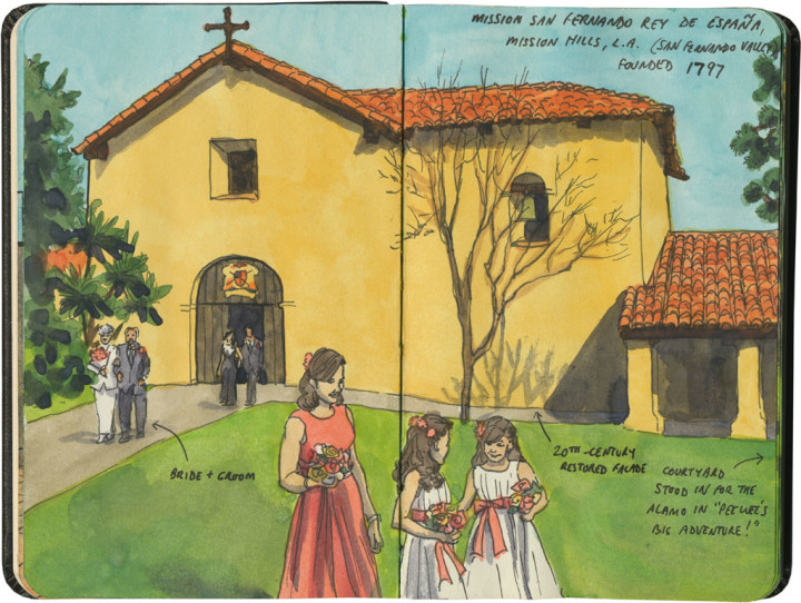 Mission San Fernando Rey de España sketch by Chandler O'Leary