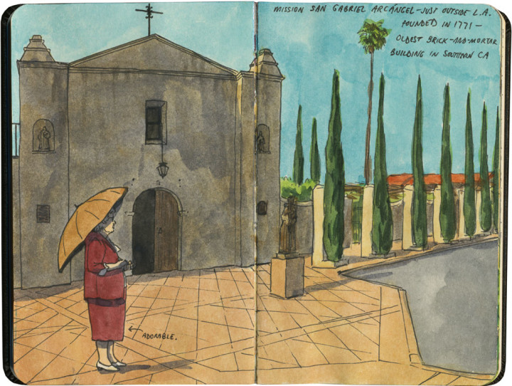 Mission San Gabriel Arcángel sketch by Chandler O'Leary