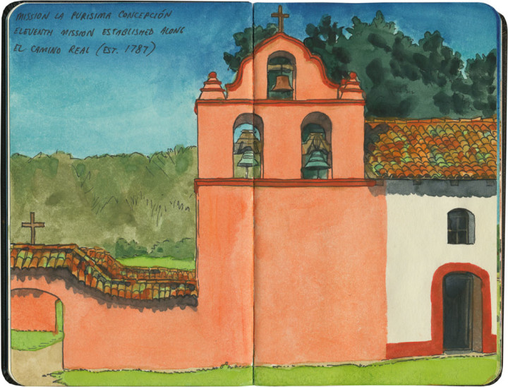 Mission La Purisima sketch by Chandler O'Leary