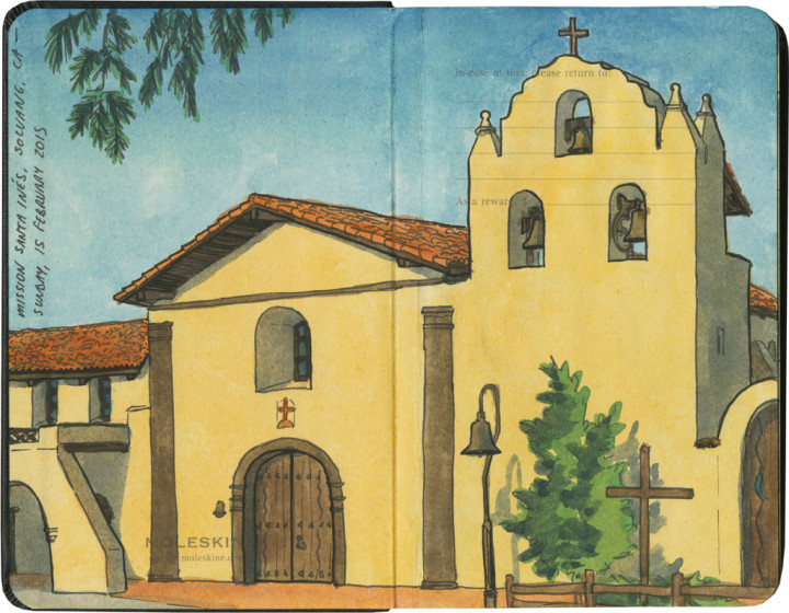 Mission Santa Inés sketch by Chandler O'Leary