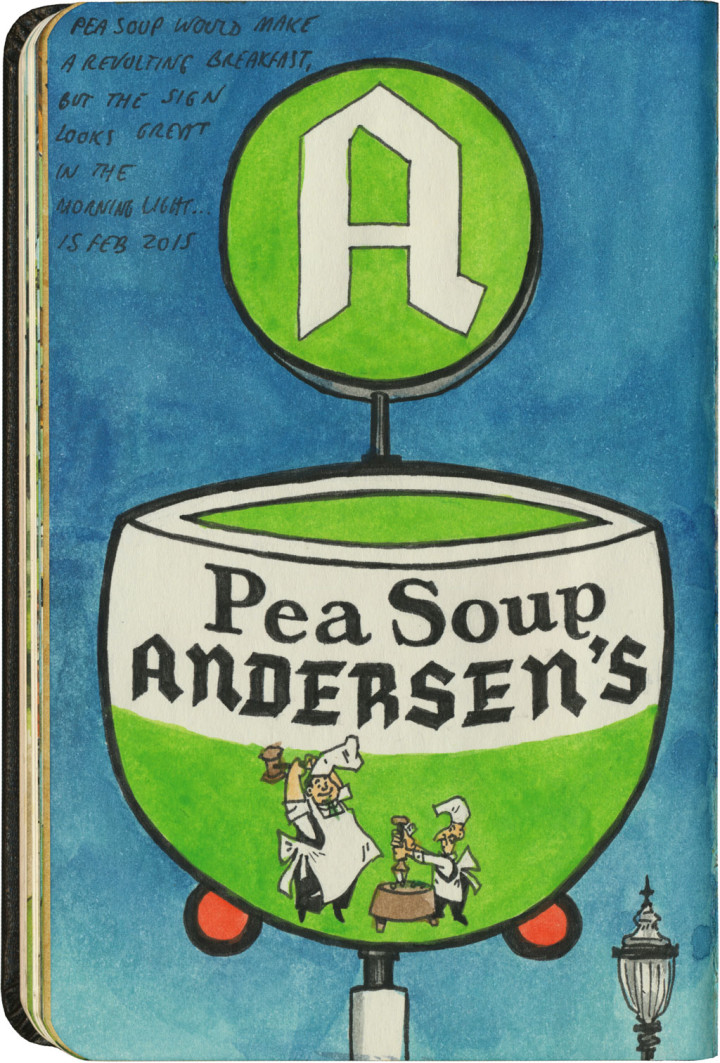 Pea Soup Andersen's sketch by Chandler O'Leary