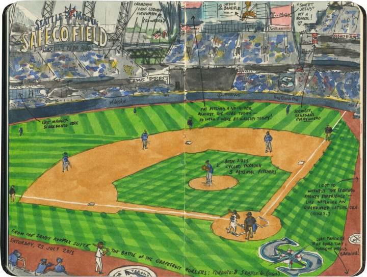 Seattle Mariners game sketch by Chandler O'Leary