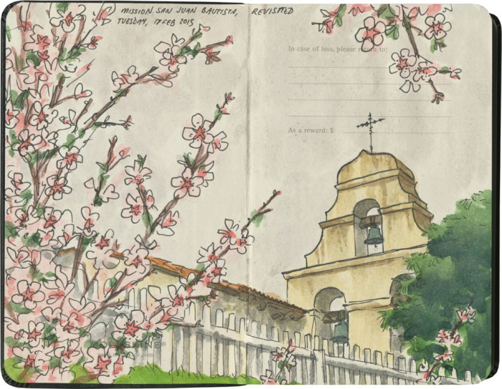 Mission San Juan Bautista sketch by Chandler O'Leary