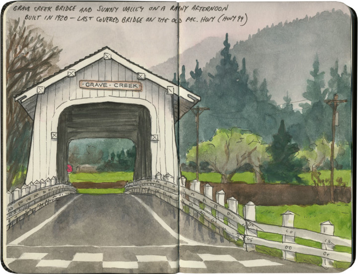 Covered bridge sketch by Chandler O'Leary