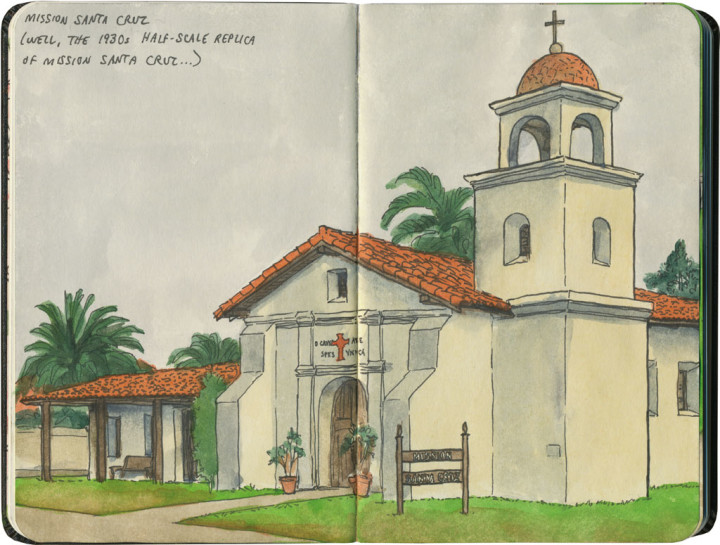 Mission Santa Cruz sketch by Chandler O'Leary